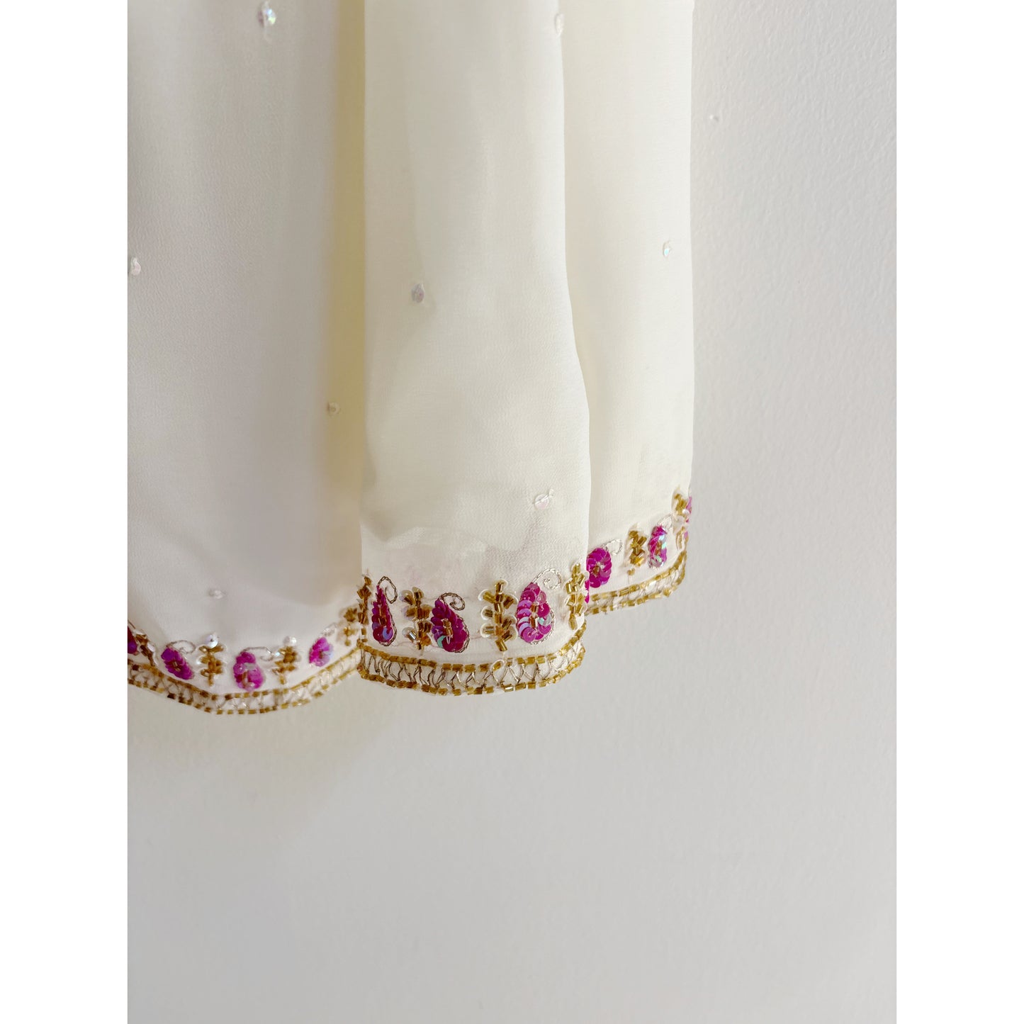 White vintage sequins work halter neck dress