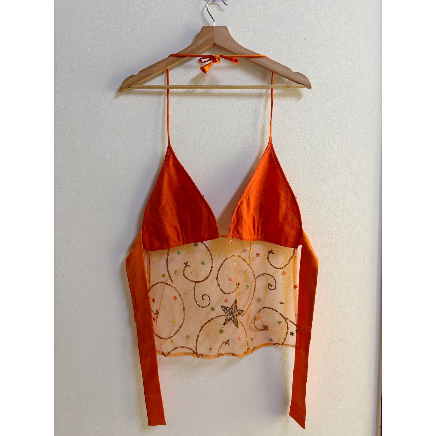 Celestial dreams orange embroidered top