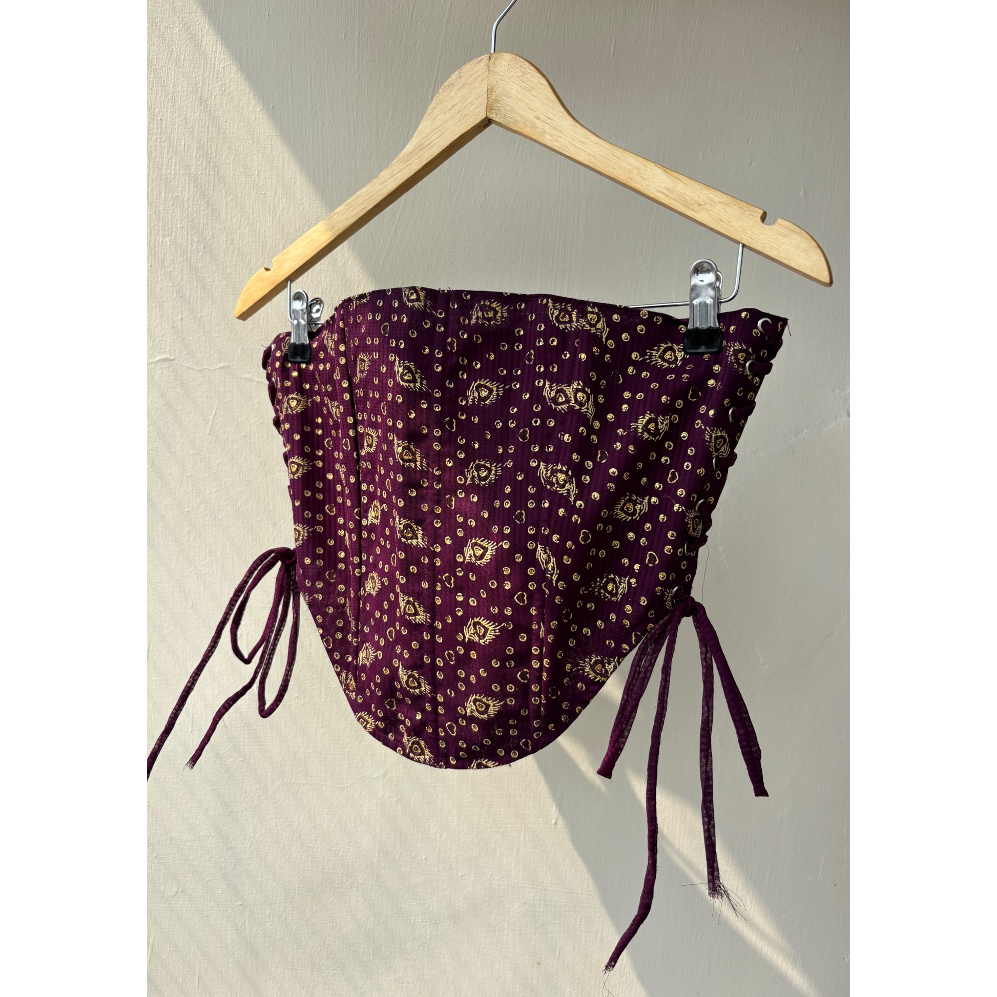 Purple with golden motif corset XXS