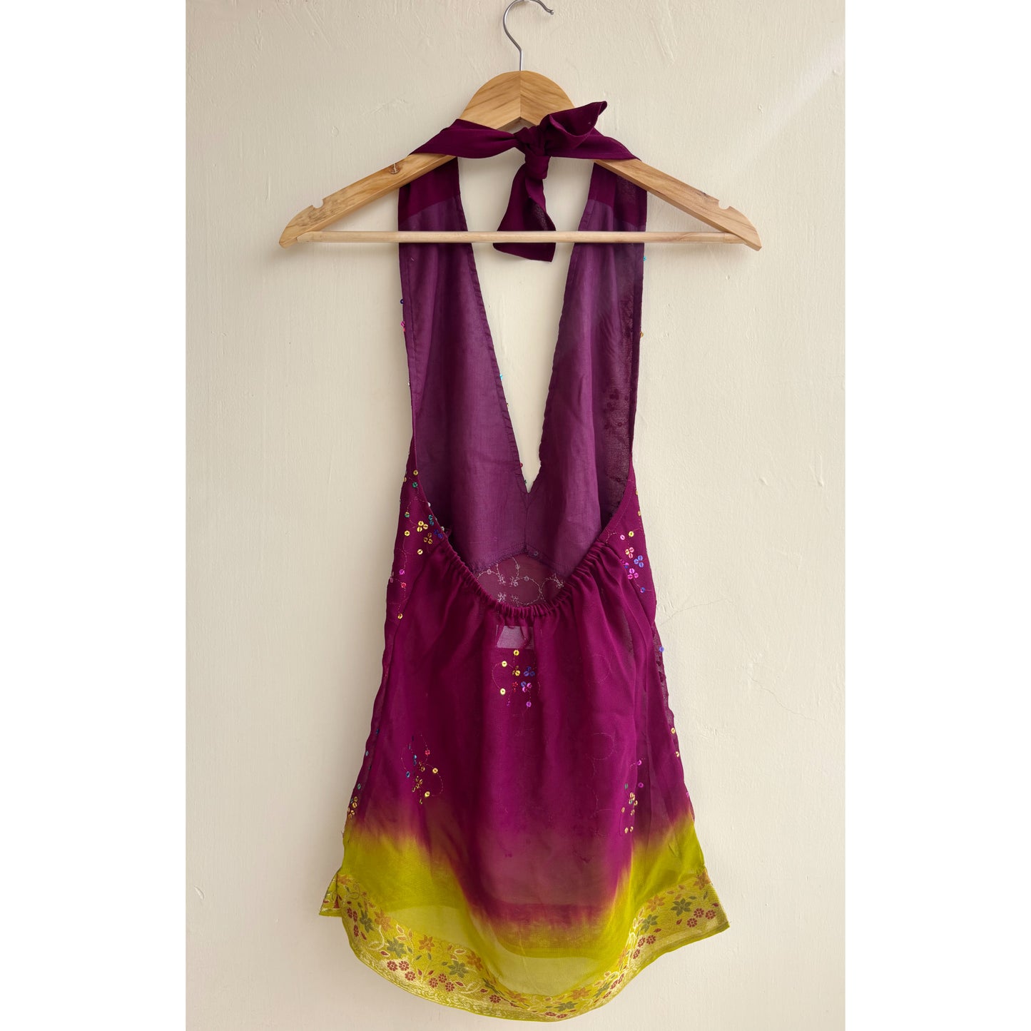 Purple olive multi sequins halter neck top