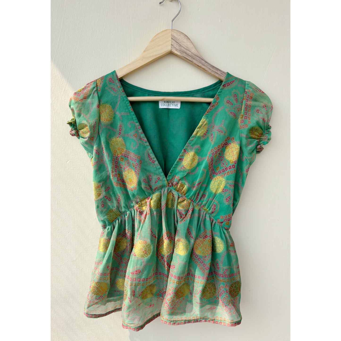 Green Boho Print Top