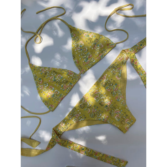 Lemon embroidered bikini