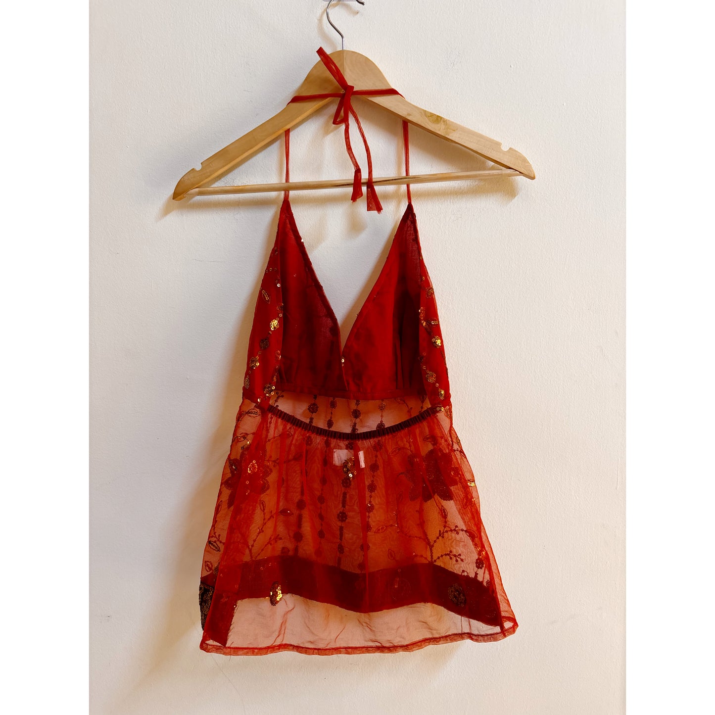 Red celestial halter neck top