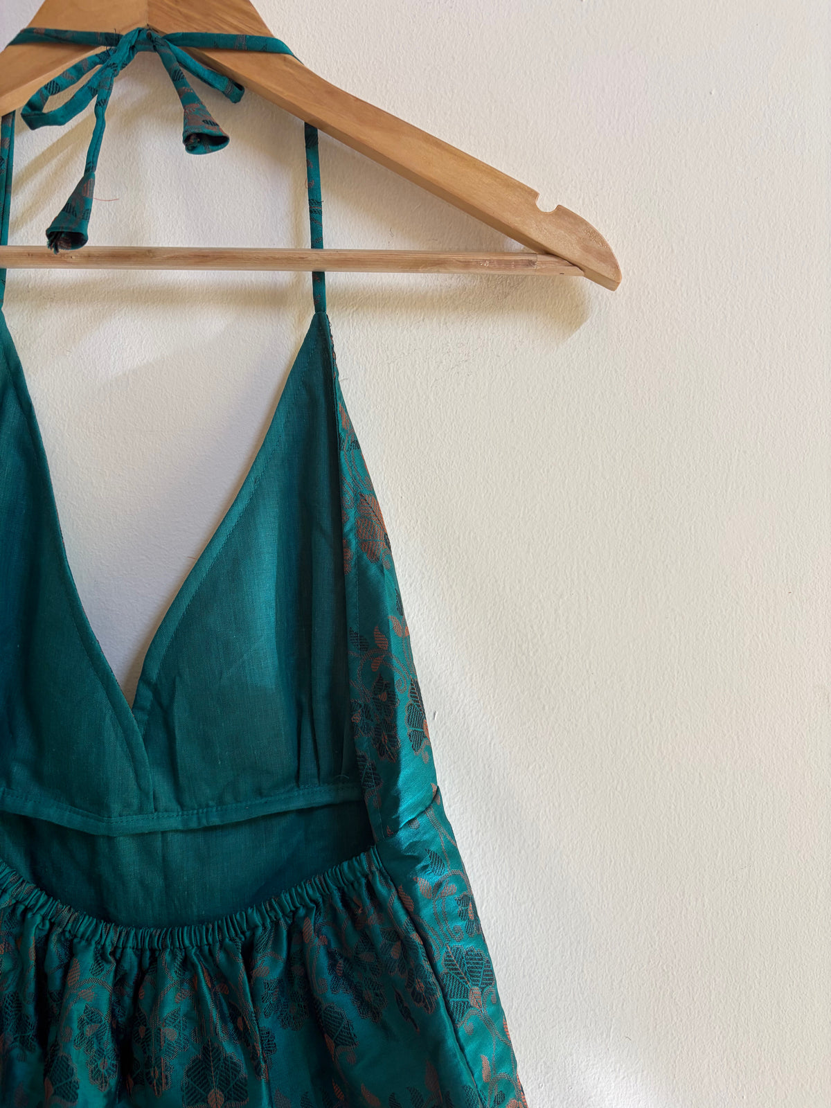Emerald Mughal motif halter neck top