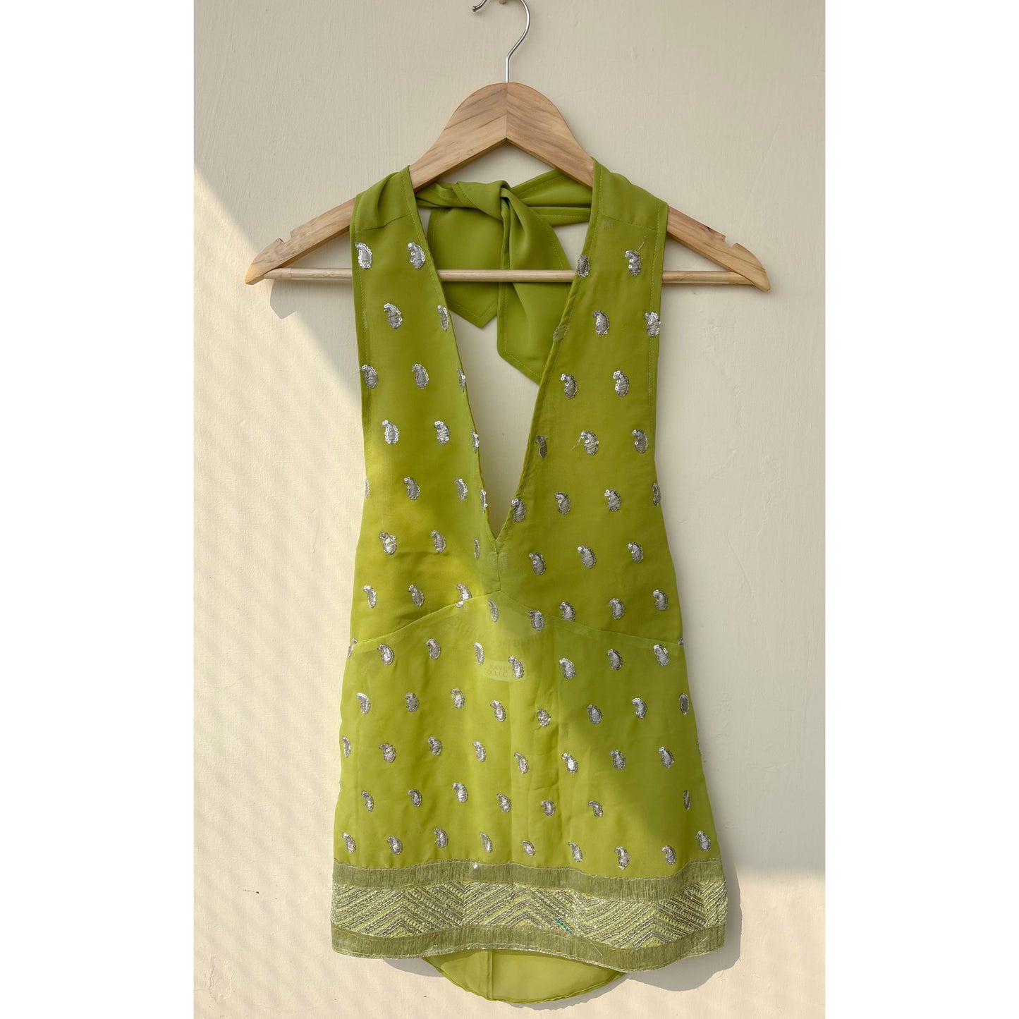 Green paisley sequins top