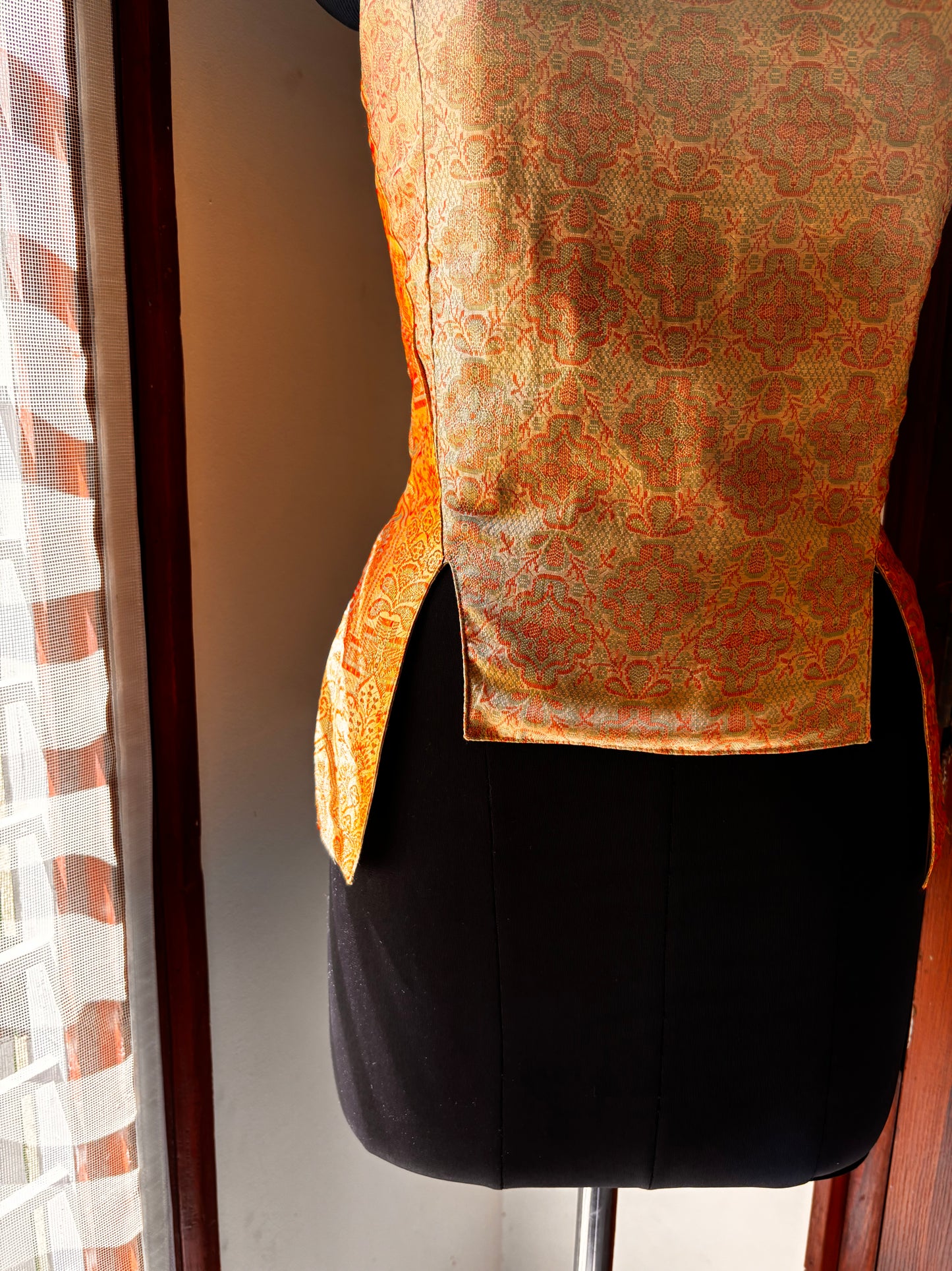 Golden and beige floral weave corset