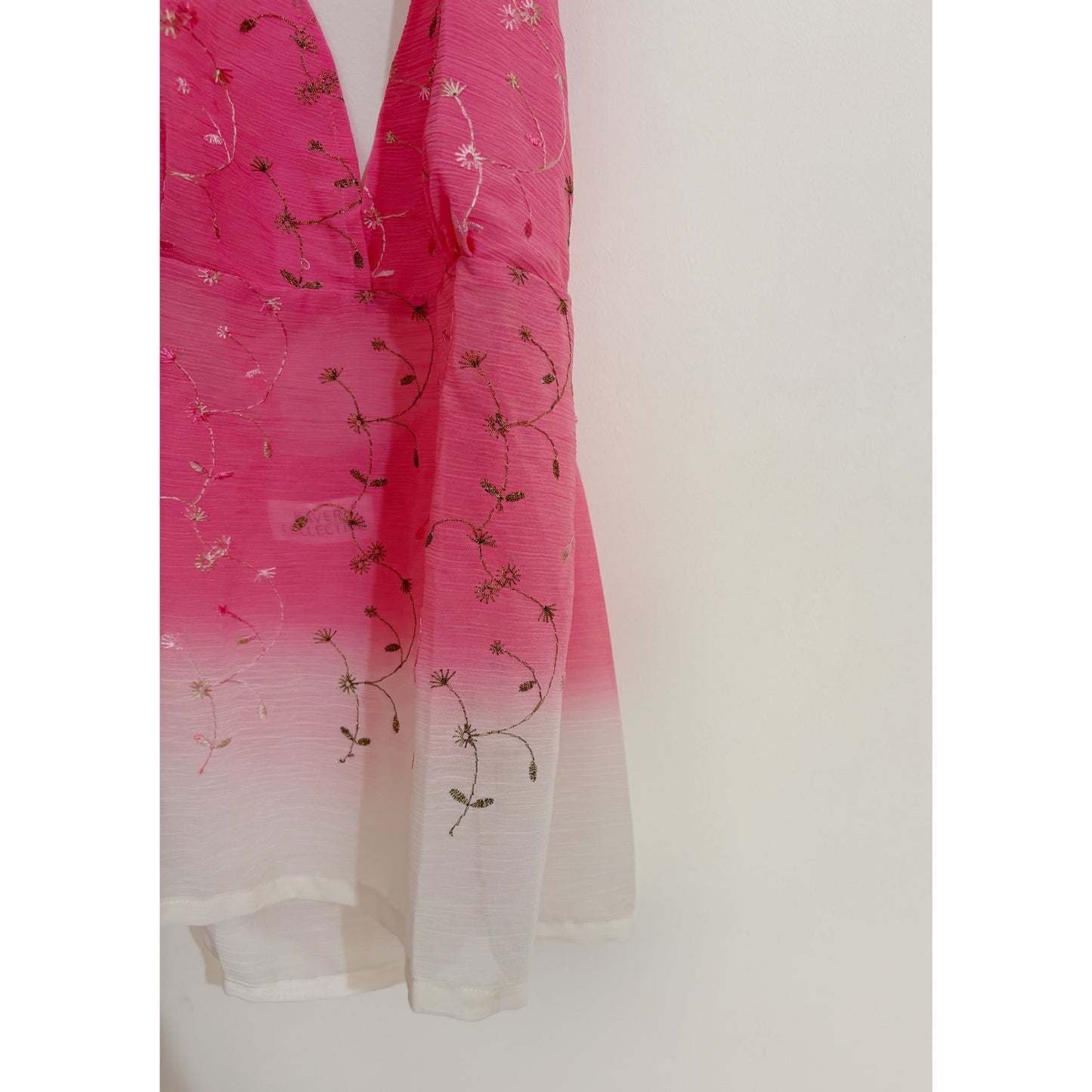 Pink & White Floral Embroidered Set