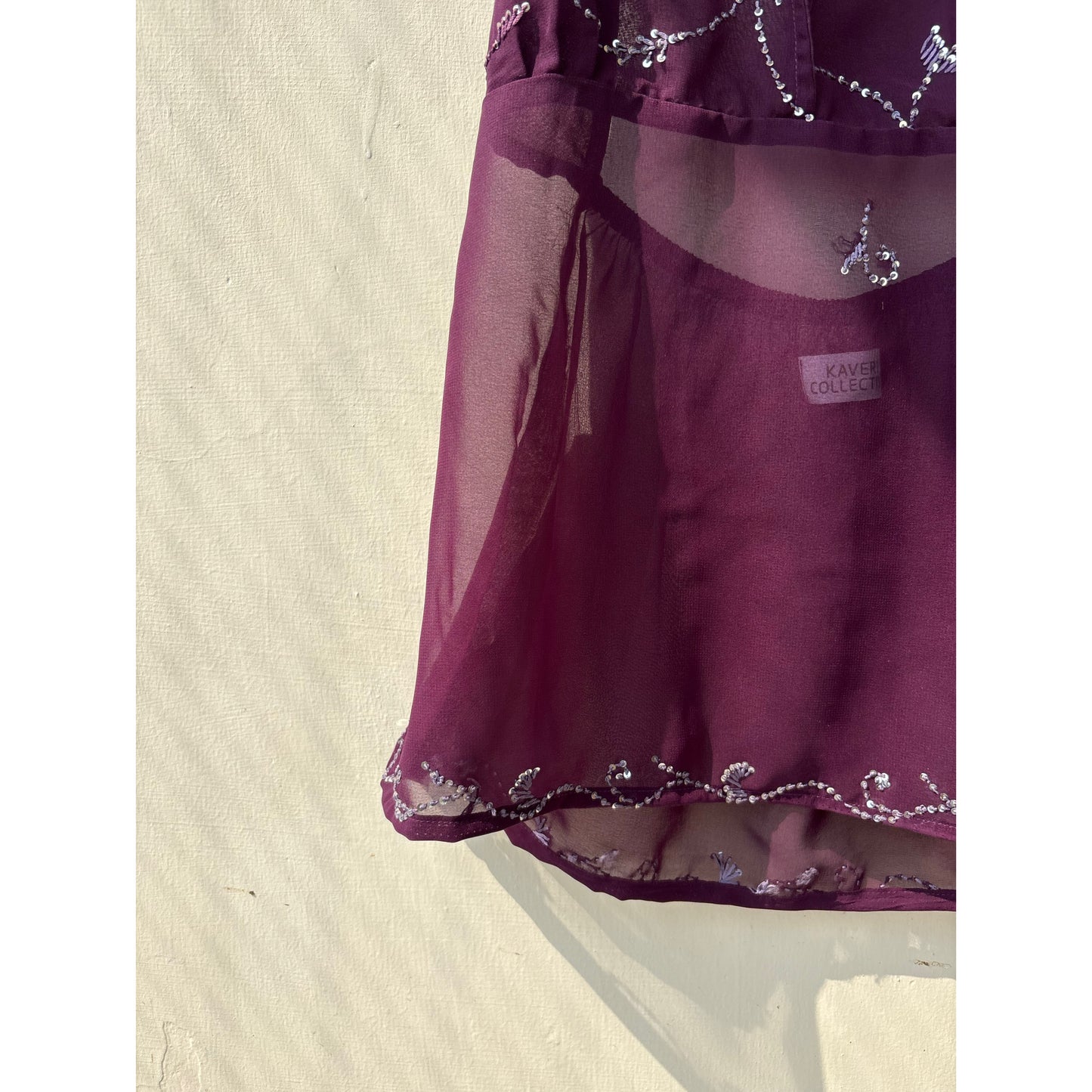 Purple sequins bust halter neck