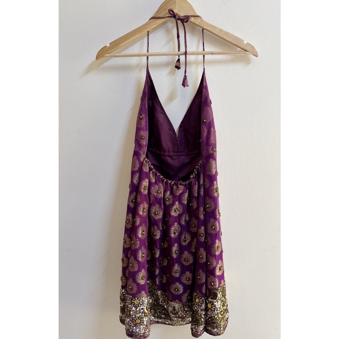 Purple butta with handwork border dress