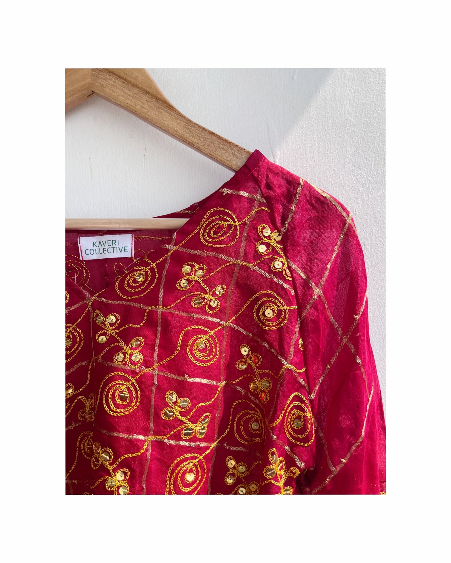 Marron aari work with sequins kurta