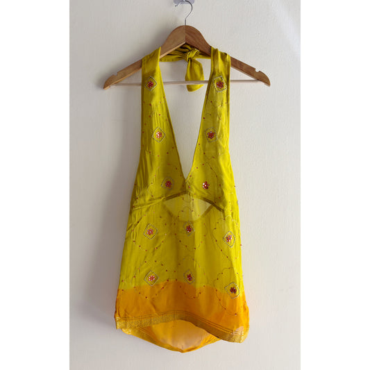 Yellow kaleidoscope halter neck