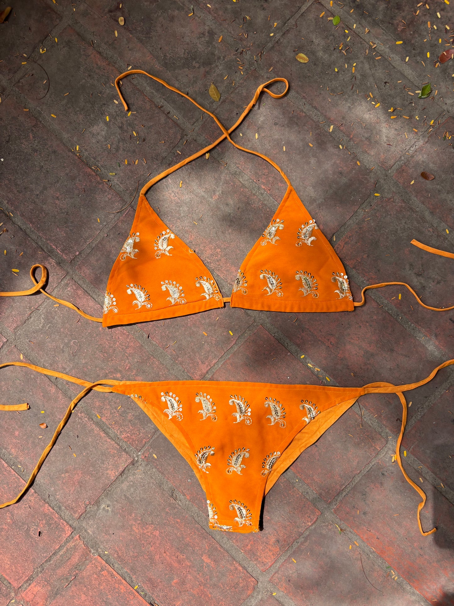 Tangy gold with paisely motif bikini