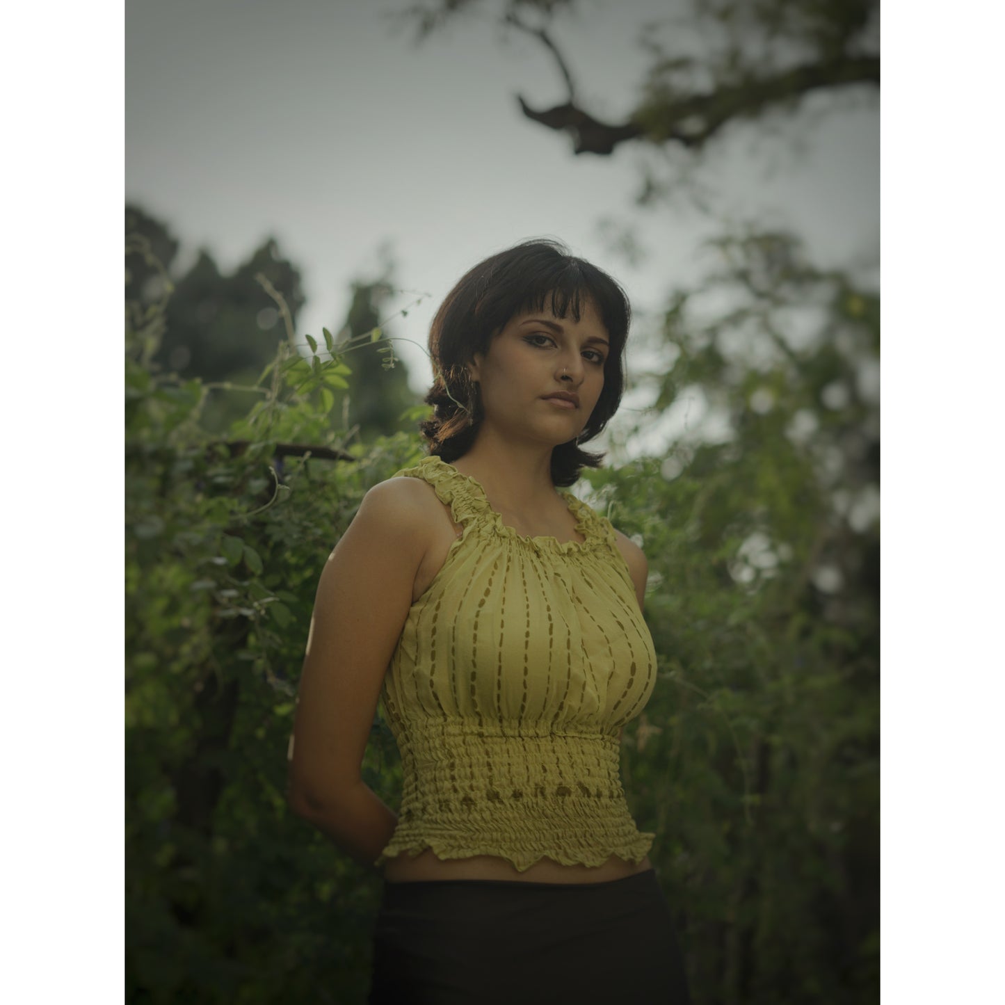 Olive stripped blouse top