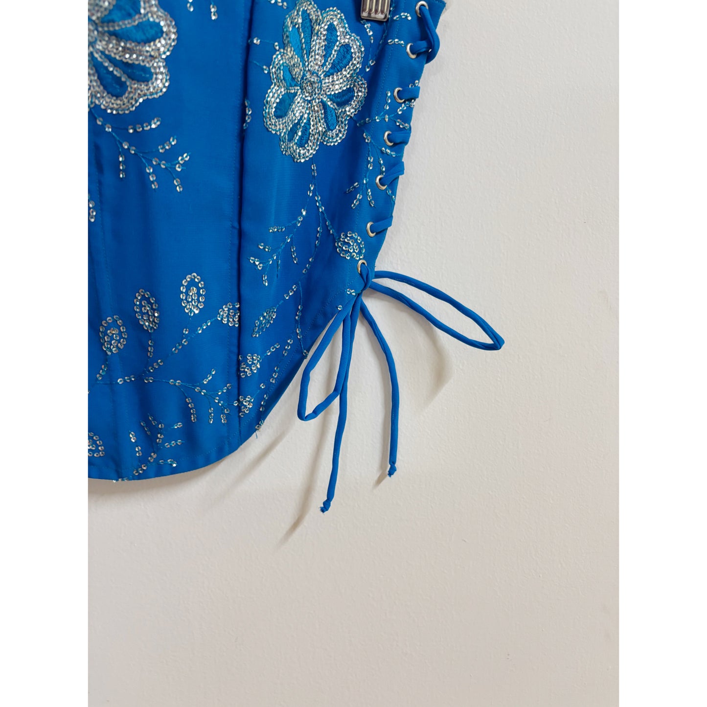 Blue floral sequins corset