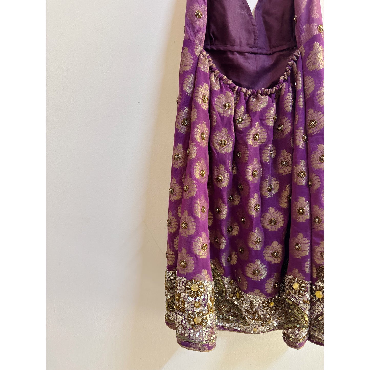 Purple butta with handwork border dress