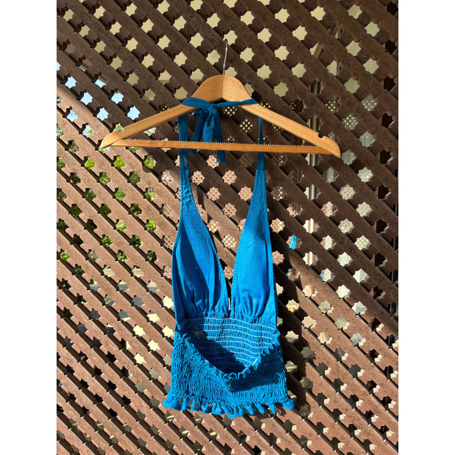 Cobalt blue Floral Embellished Halter Top
