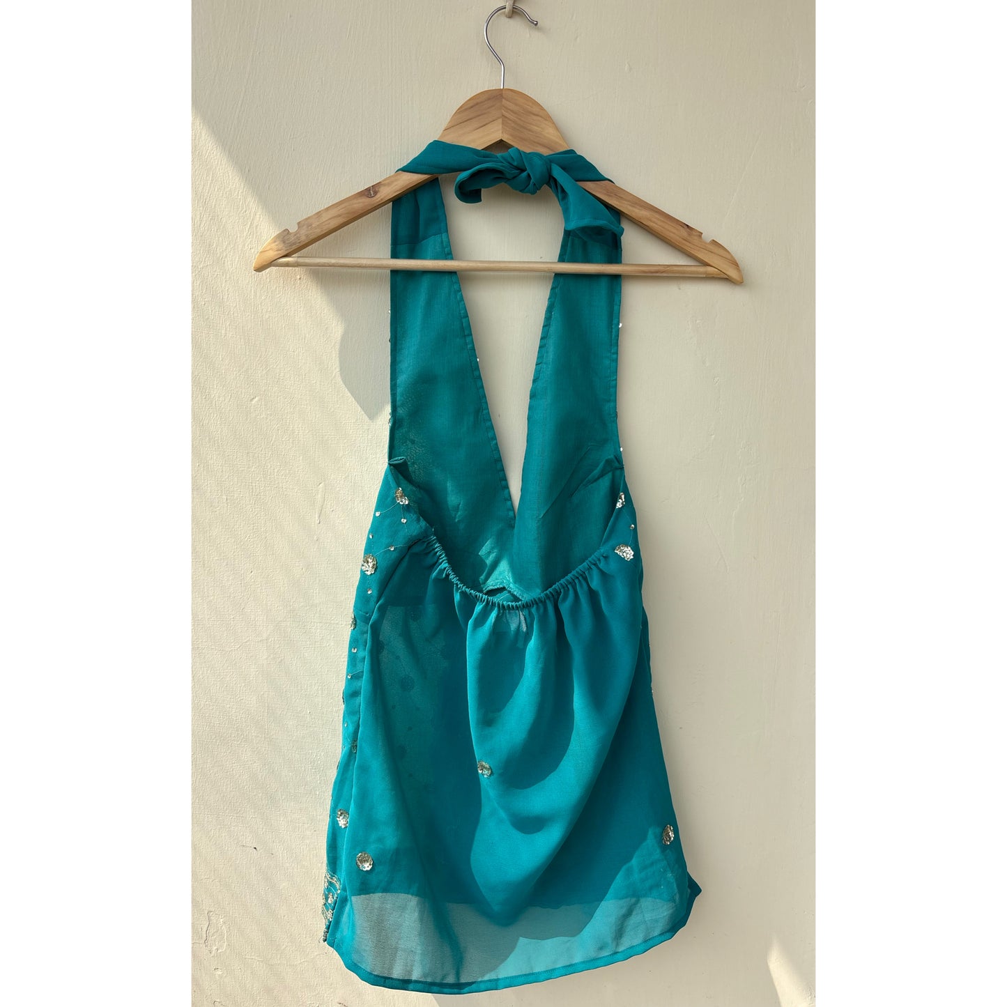 Blue sequins butta top