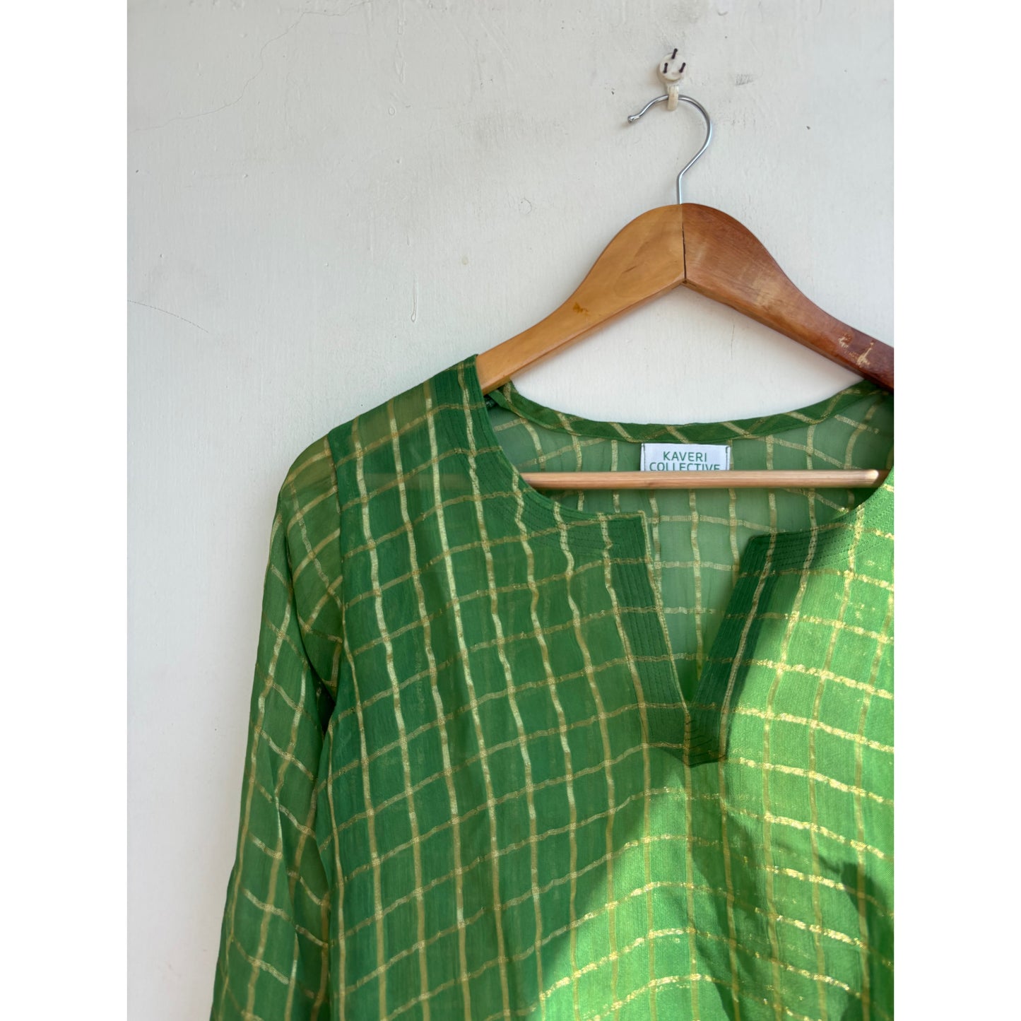 Green checkered kurta