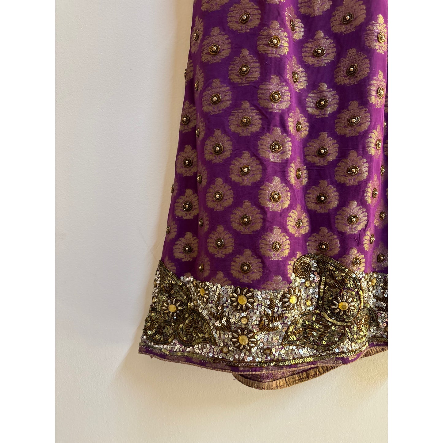 Purple butta with handwork border dress