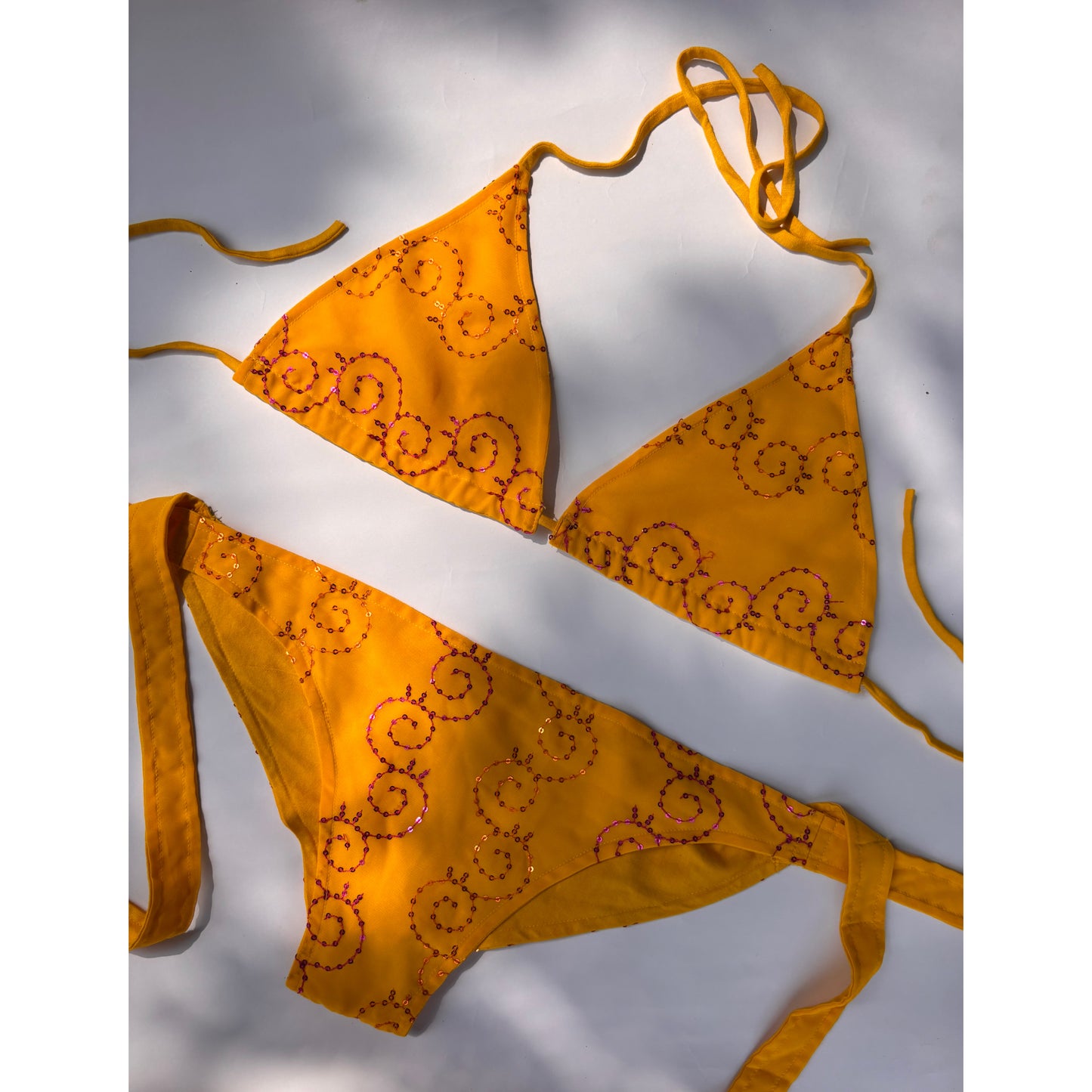 Sunny pink sequins bikini