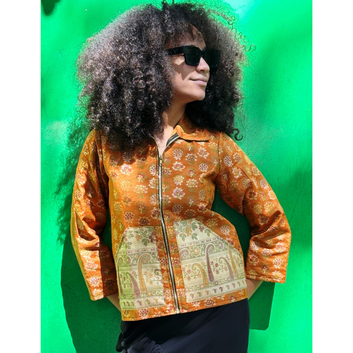 Rust floral with paisley pockets