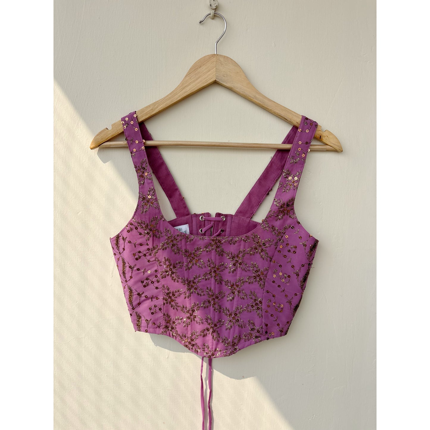 French lilac sequin corset