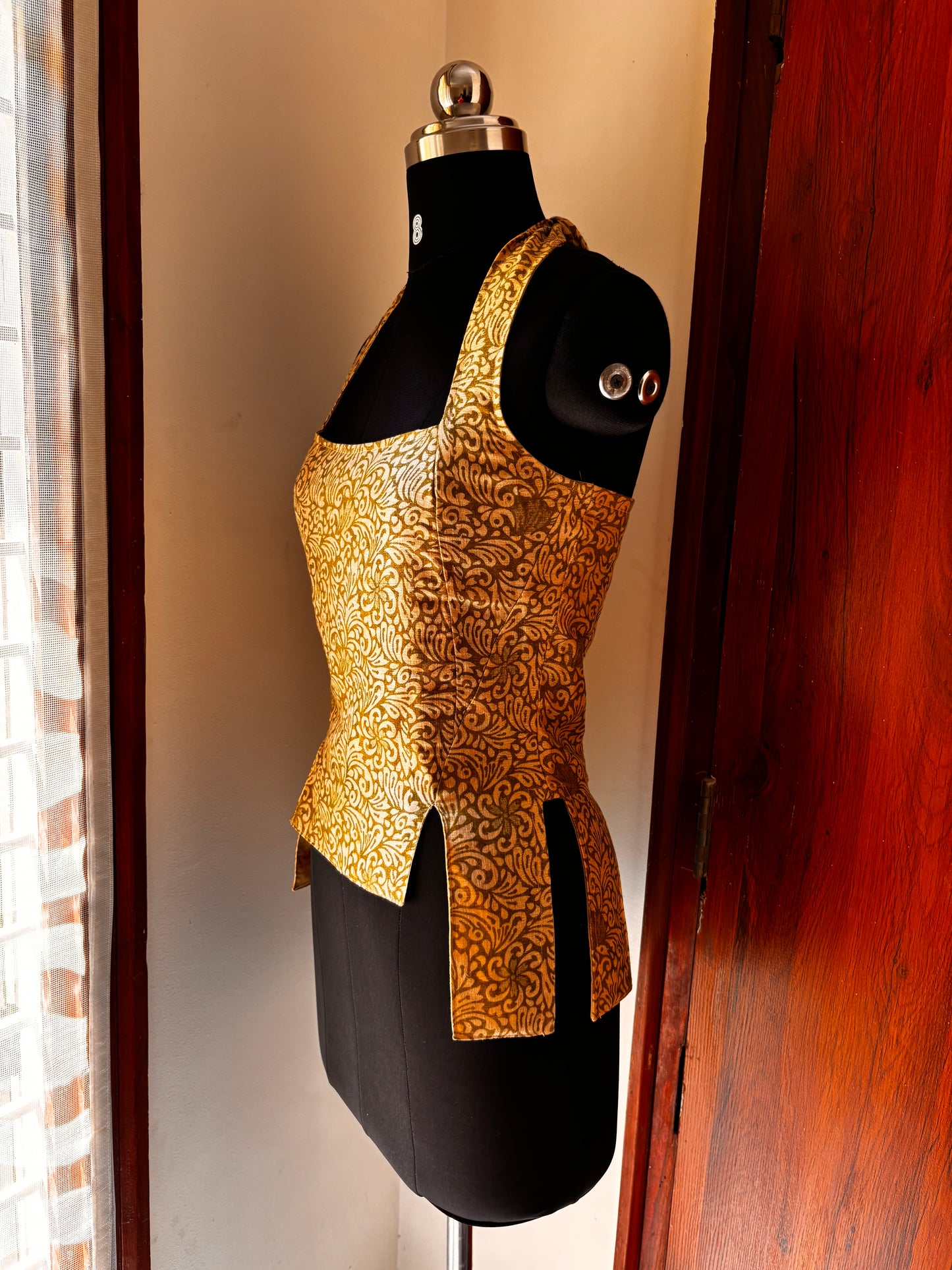 Warm gold olive green corset
