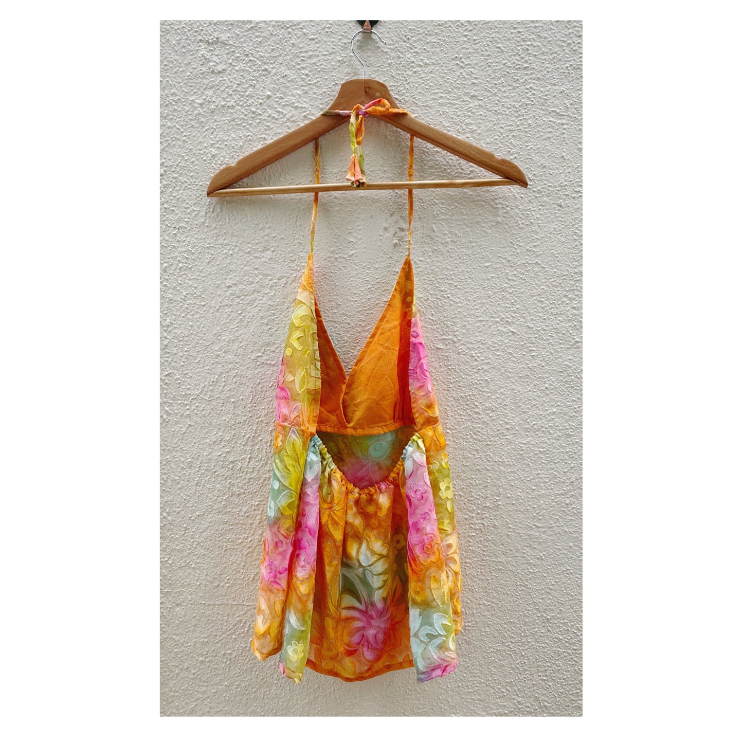 Orange floral textured top