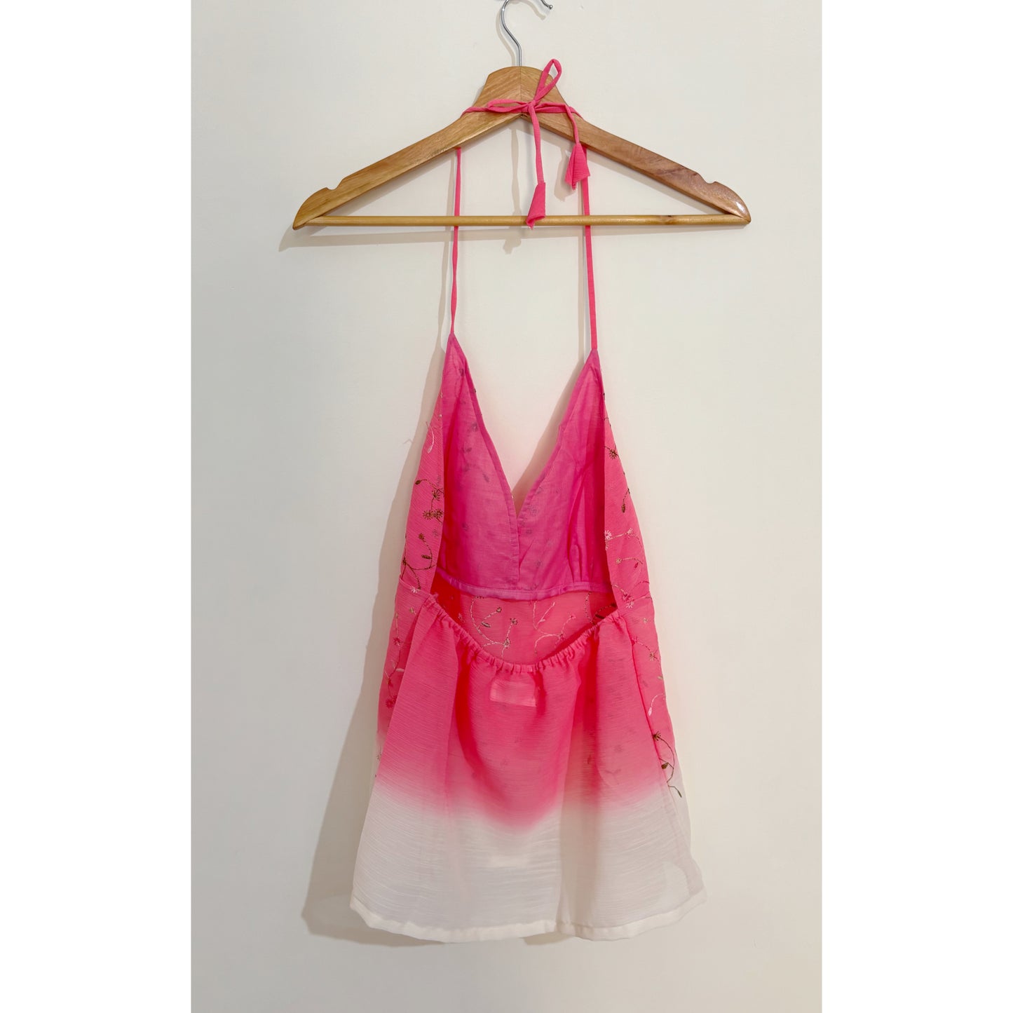 Pink & White Floral Embroidered Set