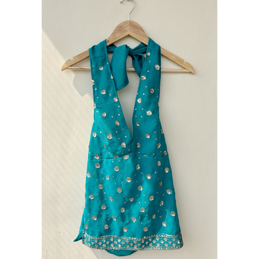 Blue sequins butta top
