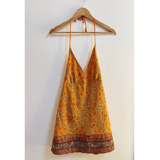 Rich burnt orange embroidered dress