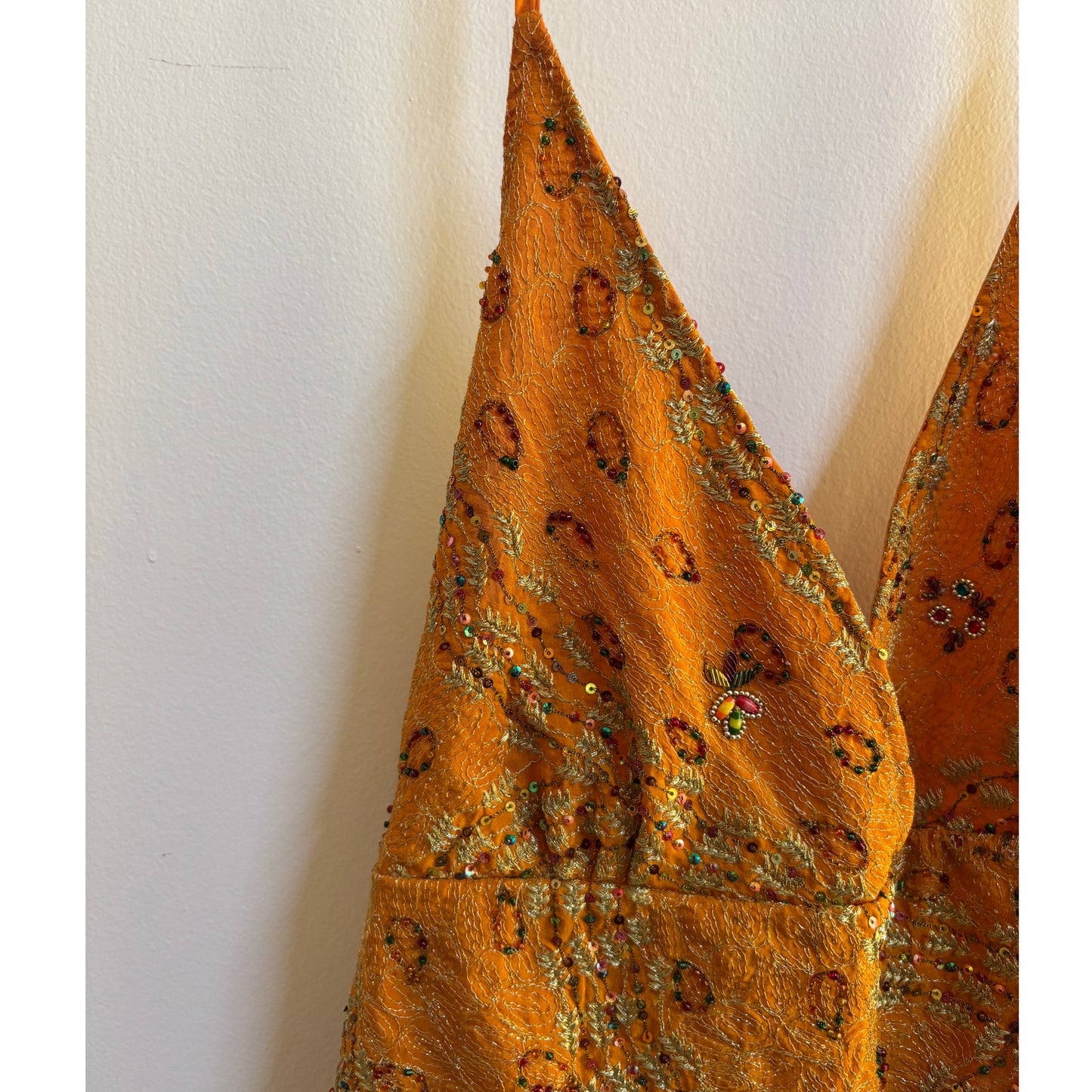 Rich burnt orange embroidered dress