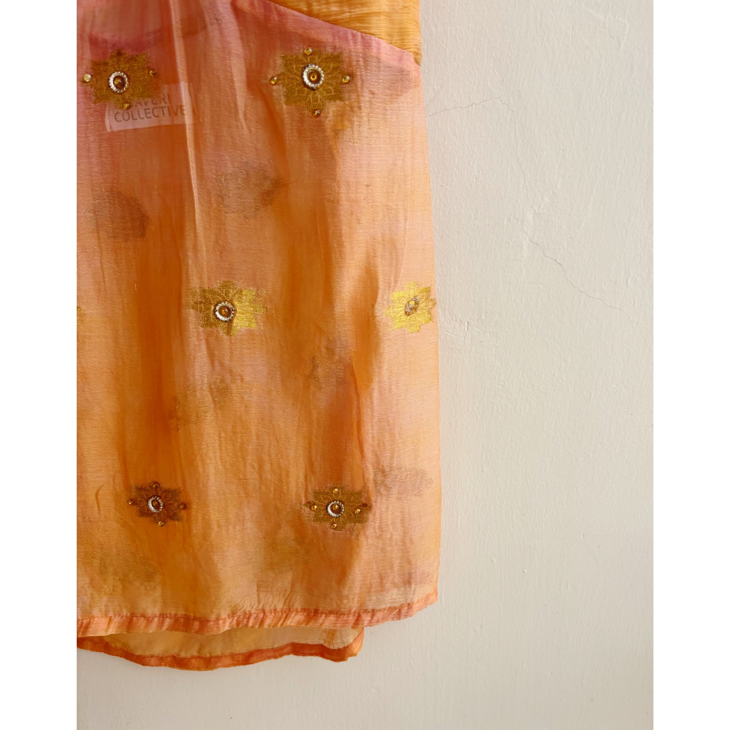Sun hues halter neck top with  gold weave