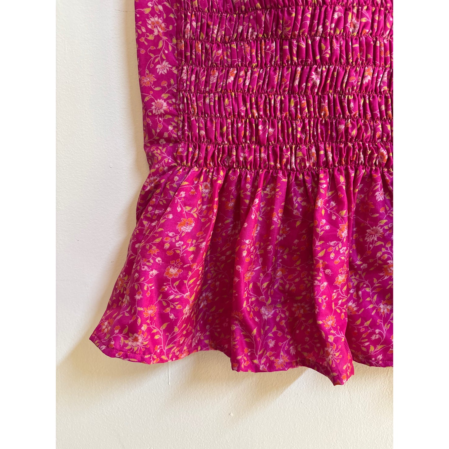 Floral pink silk top