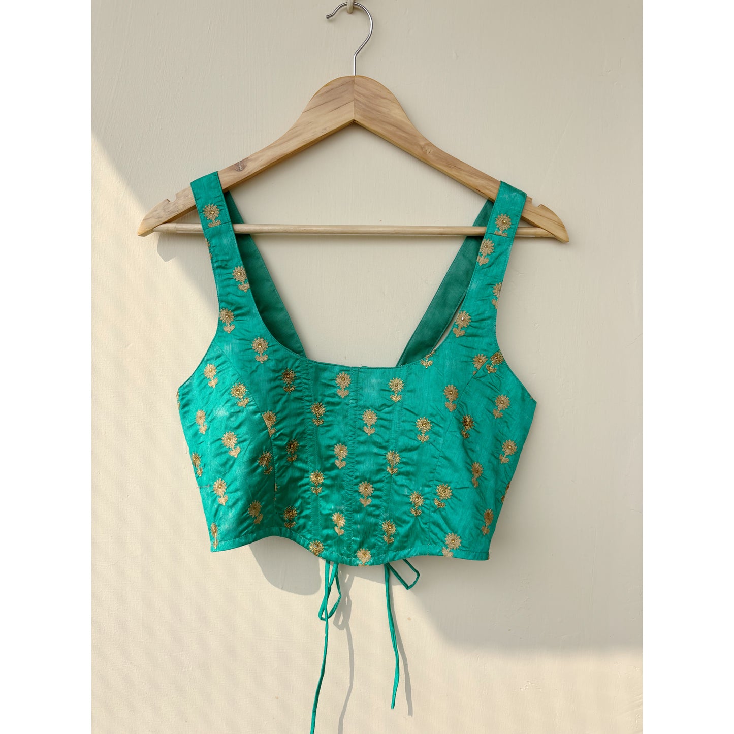 Emerald with gold floral corset