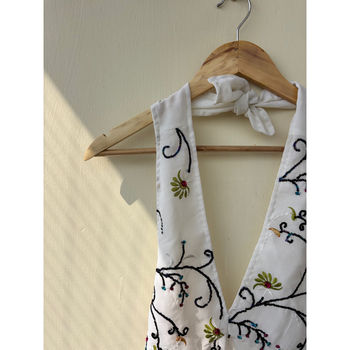 White with black sequin work top