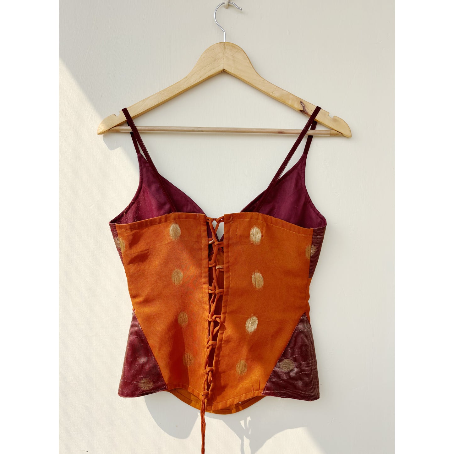 Timeless purple orange with gold motif corset