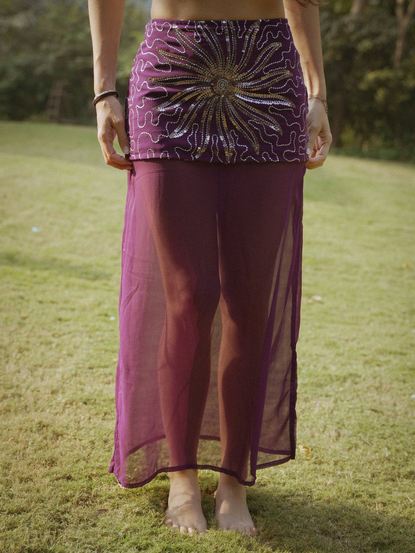 Purple starry sequins skirt