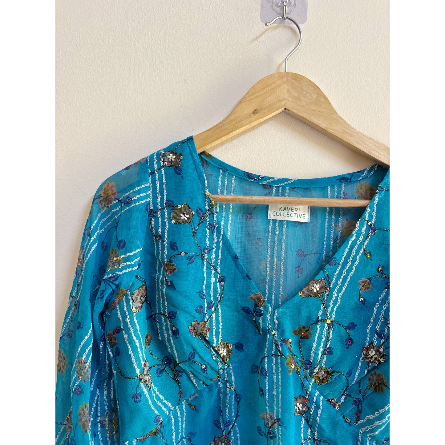 Mughal floral with sequins top