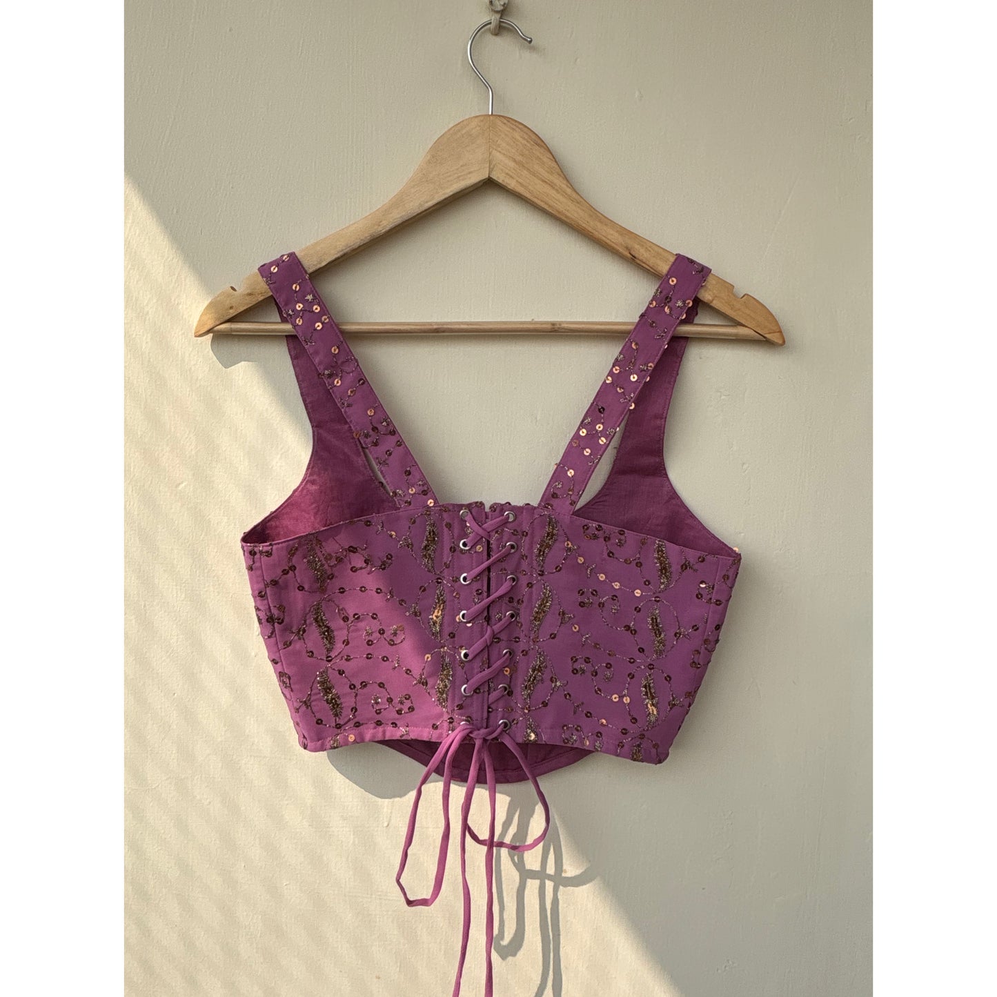 French lilac sequin corset