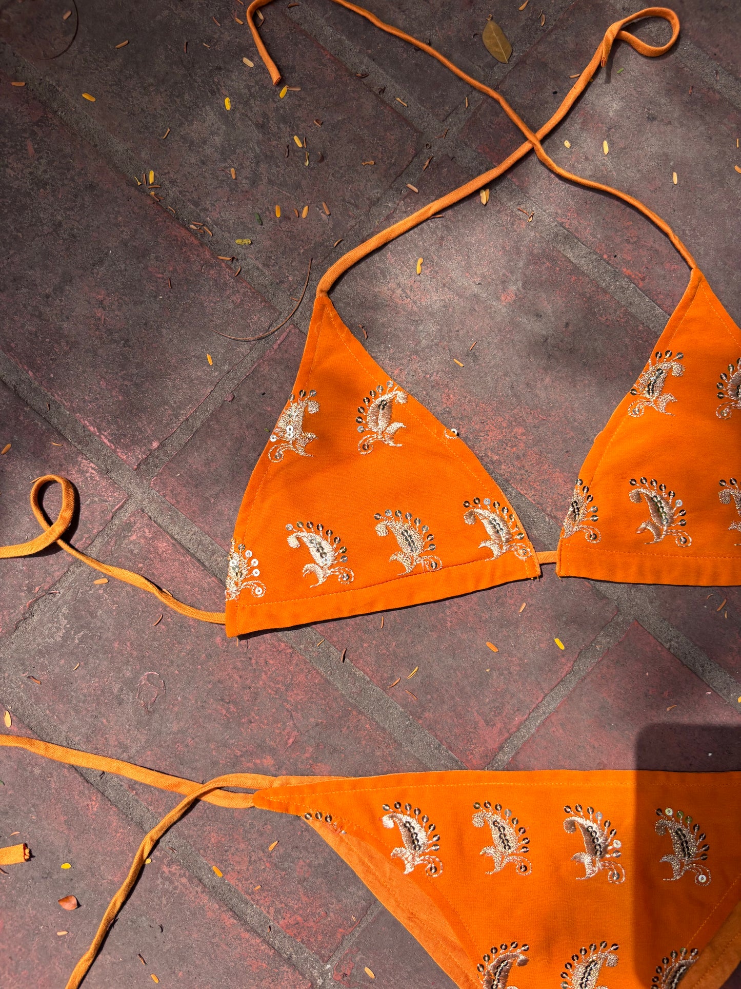 Tangy gold with paisely motif bikini