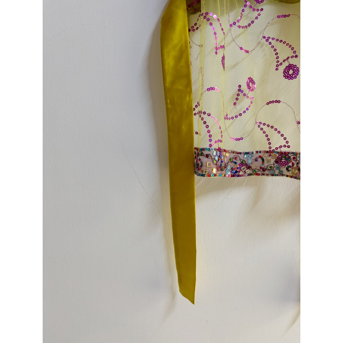 Yellow with pink sequins top