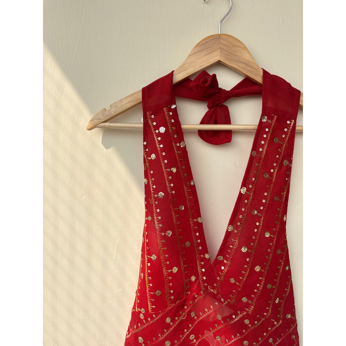 Red celestial halter neck top