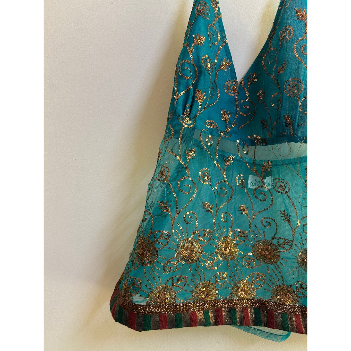 Sea green celestial halter neck top