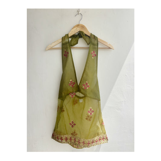 Vintage motif halter neck