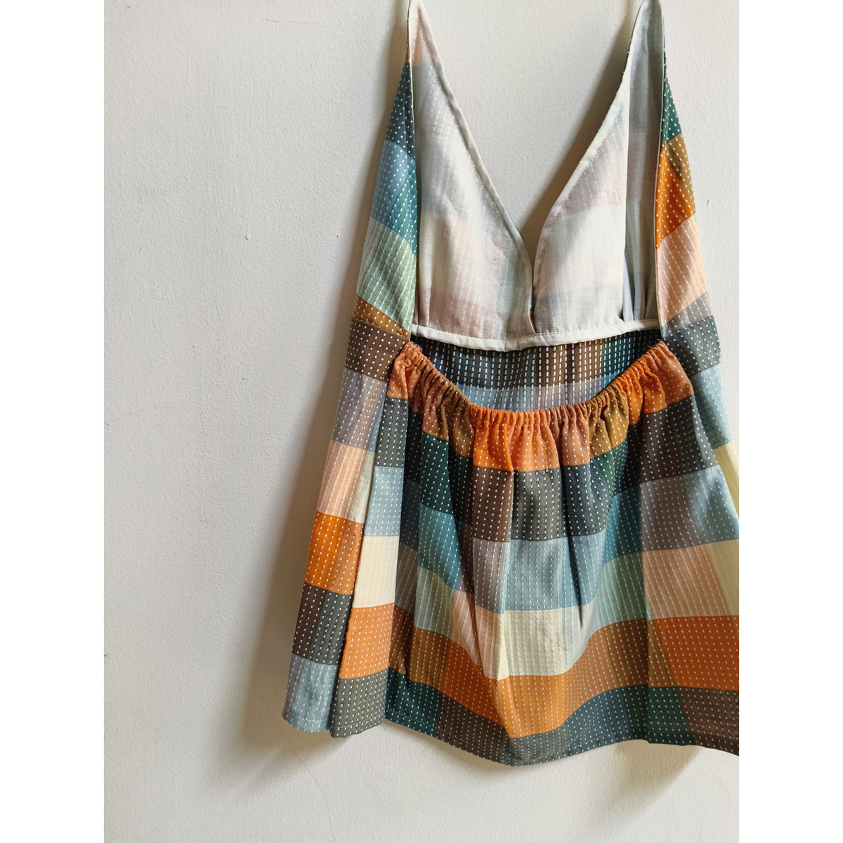 Multicolour stripe checkered top