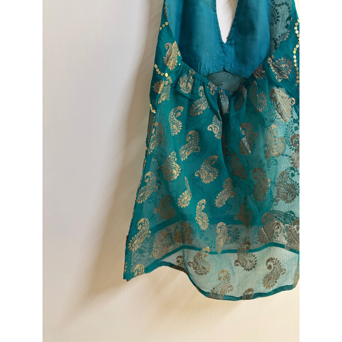 Emerald paisley sequins halter neck top