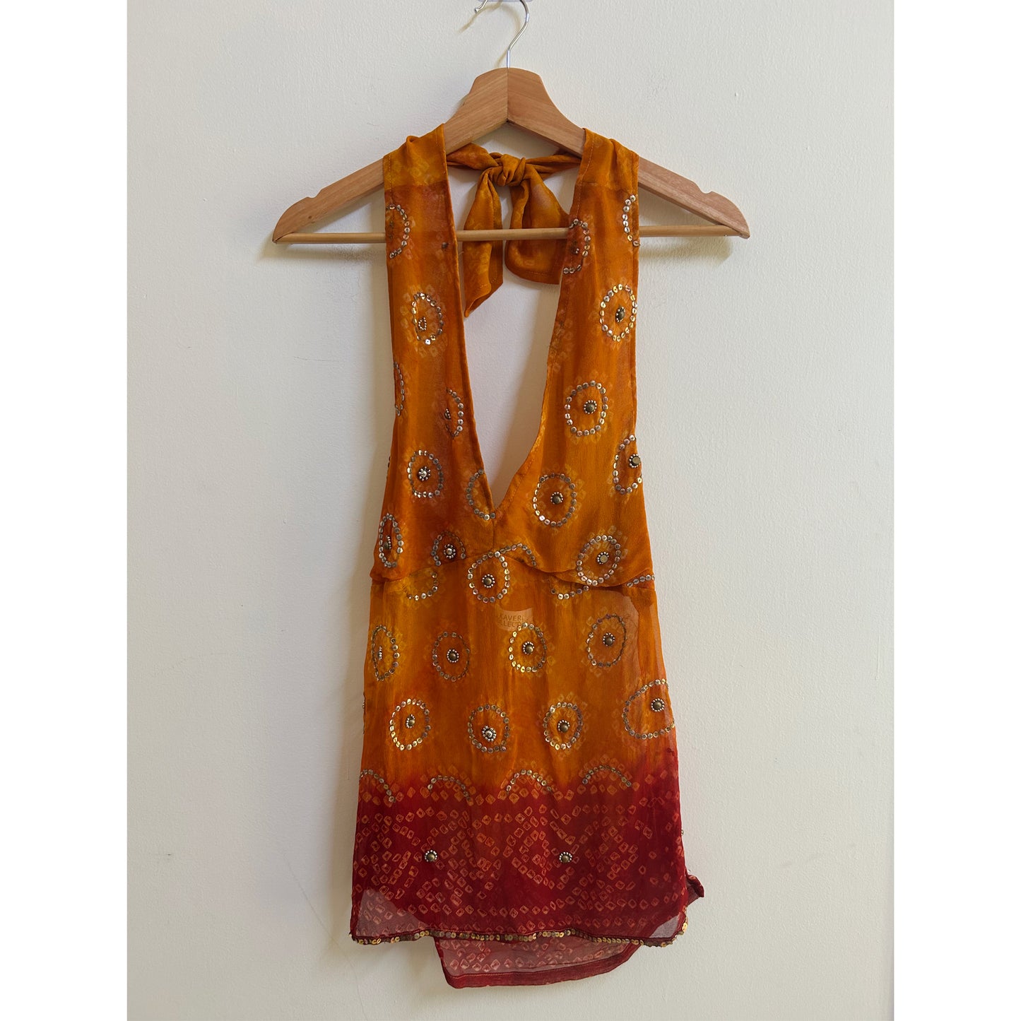 Bandhani sun hues sequins halter neck