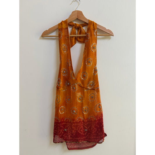 Bandhani sun hues sequins halter neck