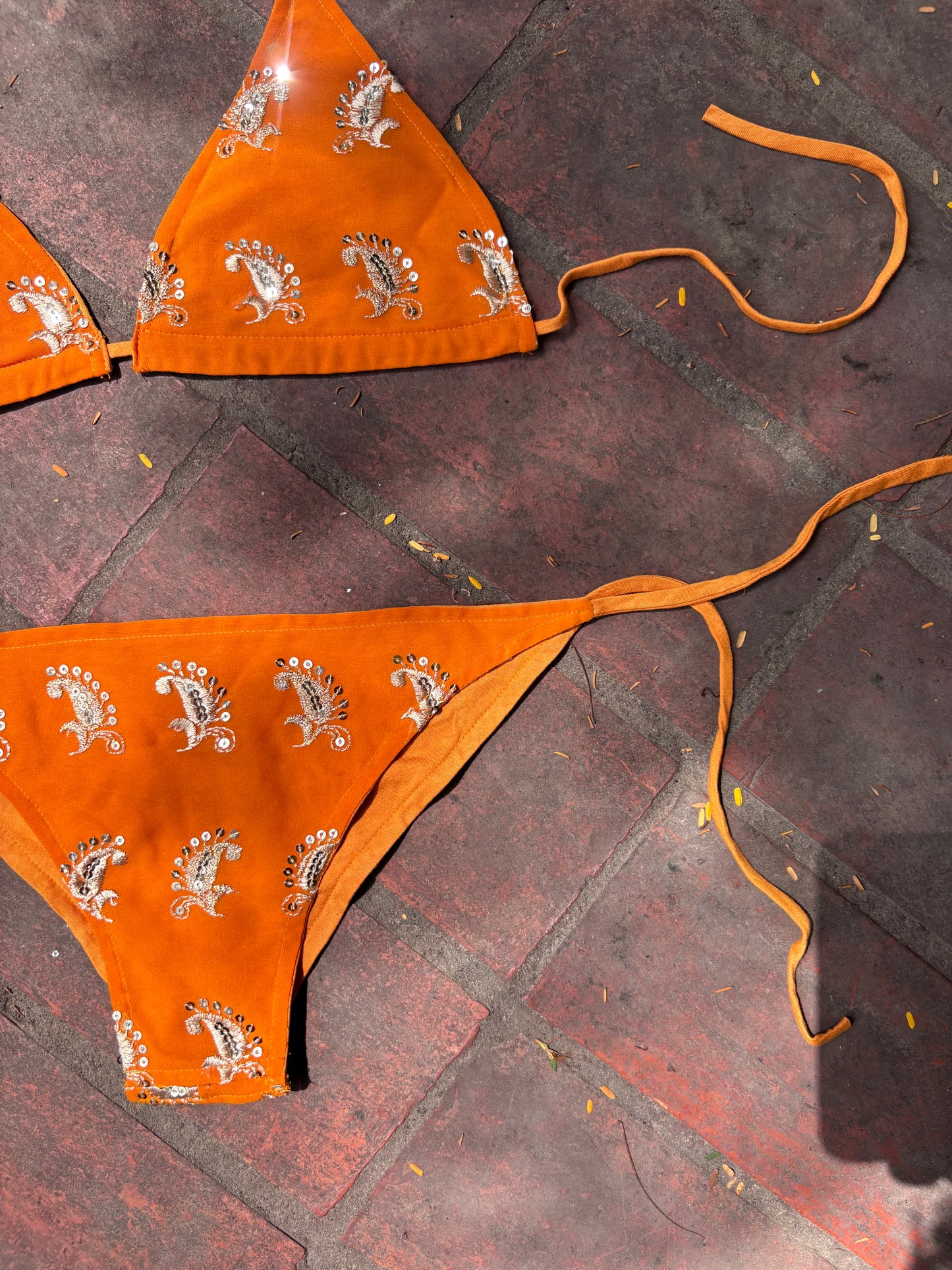 Tangy gold with paisely motif bikini